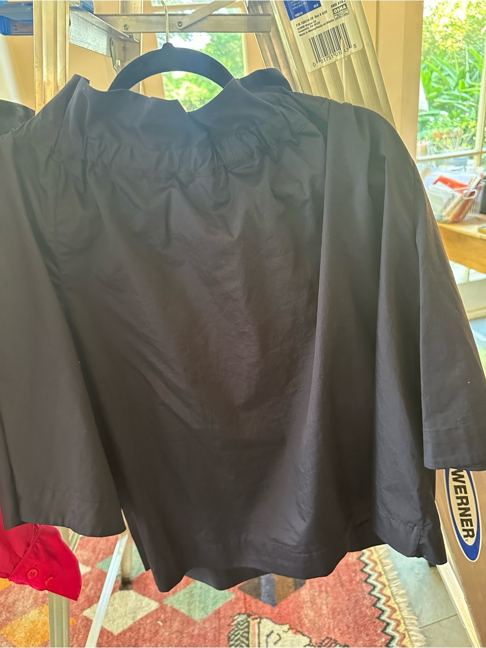 Women’s navy Ruffle Drawstring Blouse - Picture 3 of 3